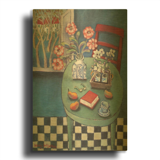 'Latable en vert' By Holly Wojhan Gold Metal Wall Art