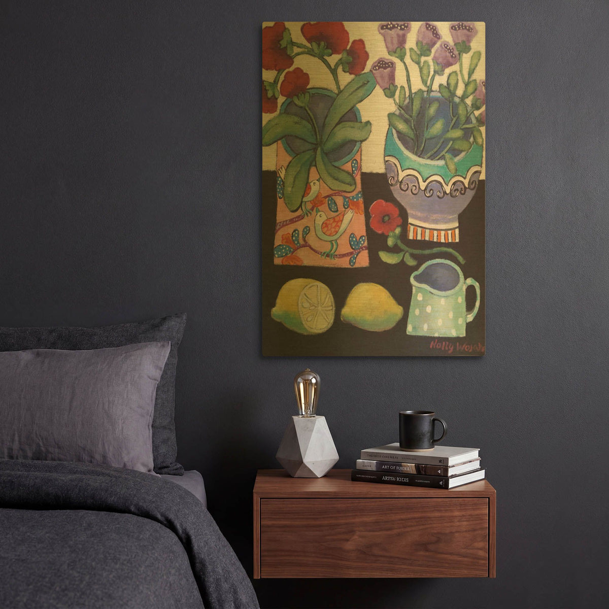 'Happy Still Life with Lemon' By Holly Wojhan Gold Metal Wall Art