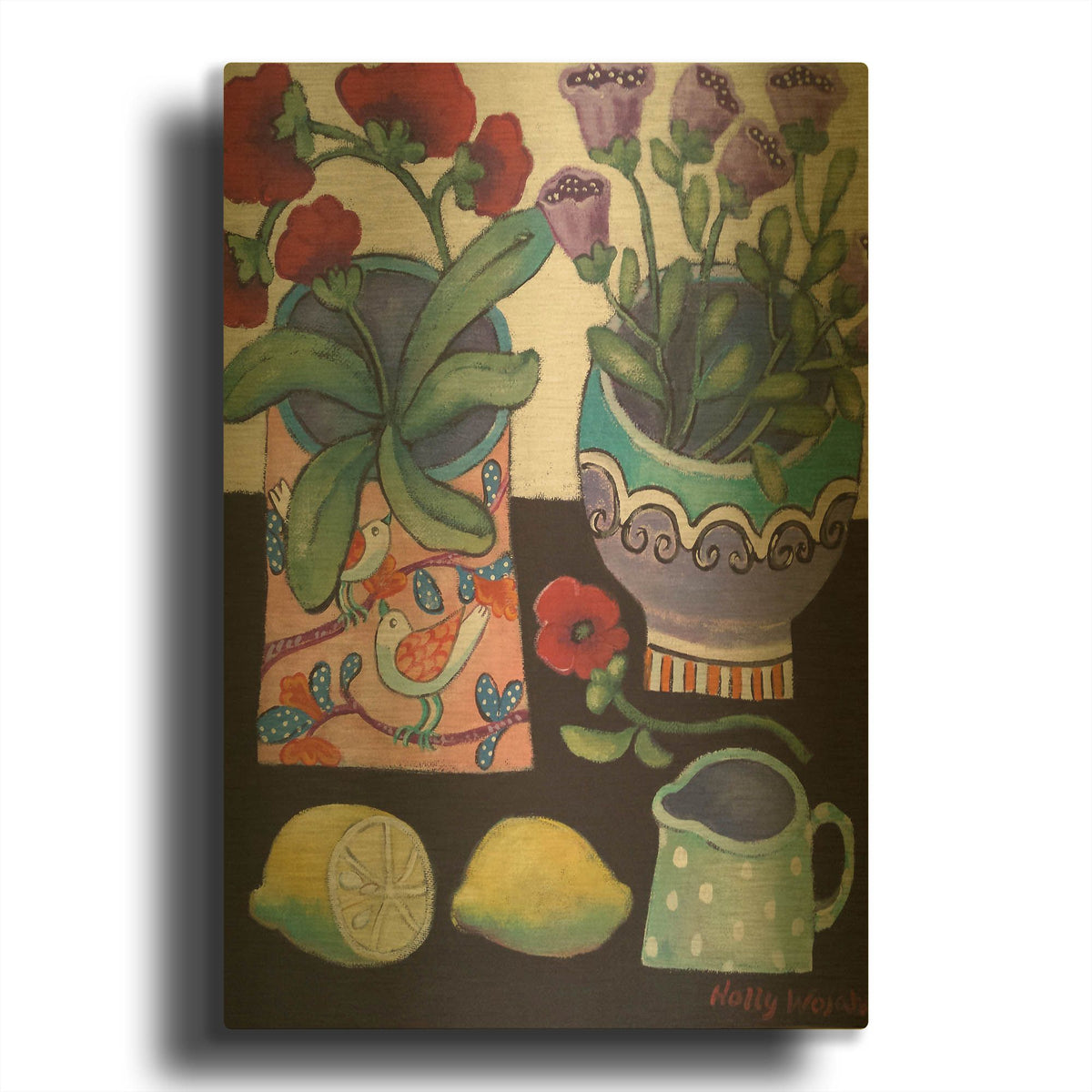 'Happy Still Life with Lemon' By Holly Wojhan Gold Metal Wall Art