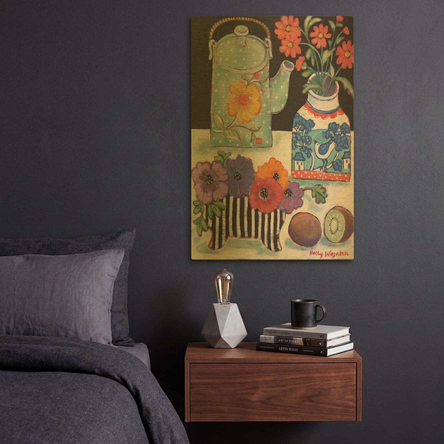 'Happy as till Life with Kiwi' By Holly Wojhan Gold Metal Wall Art