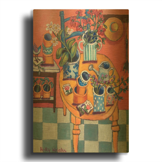 'A Happy Garden Room' By Holly Wojhan Gold Metal Wall Art