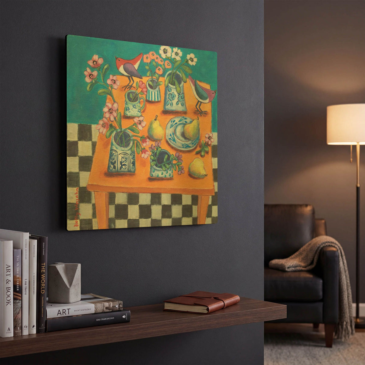 'This Table Has The Blues' By Holly Wojhan Gold Metal Wall Art