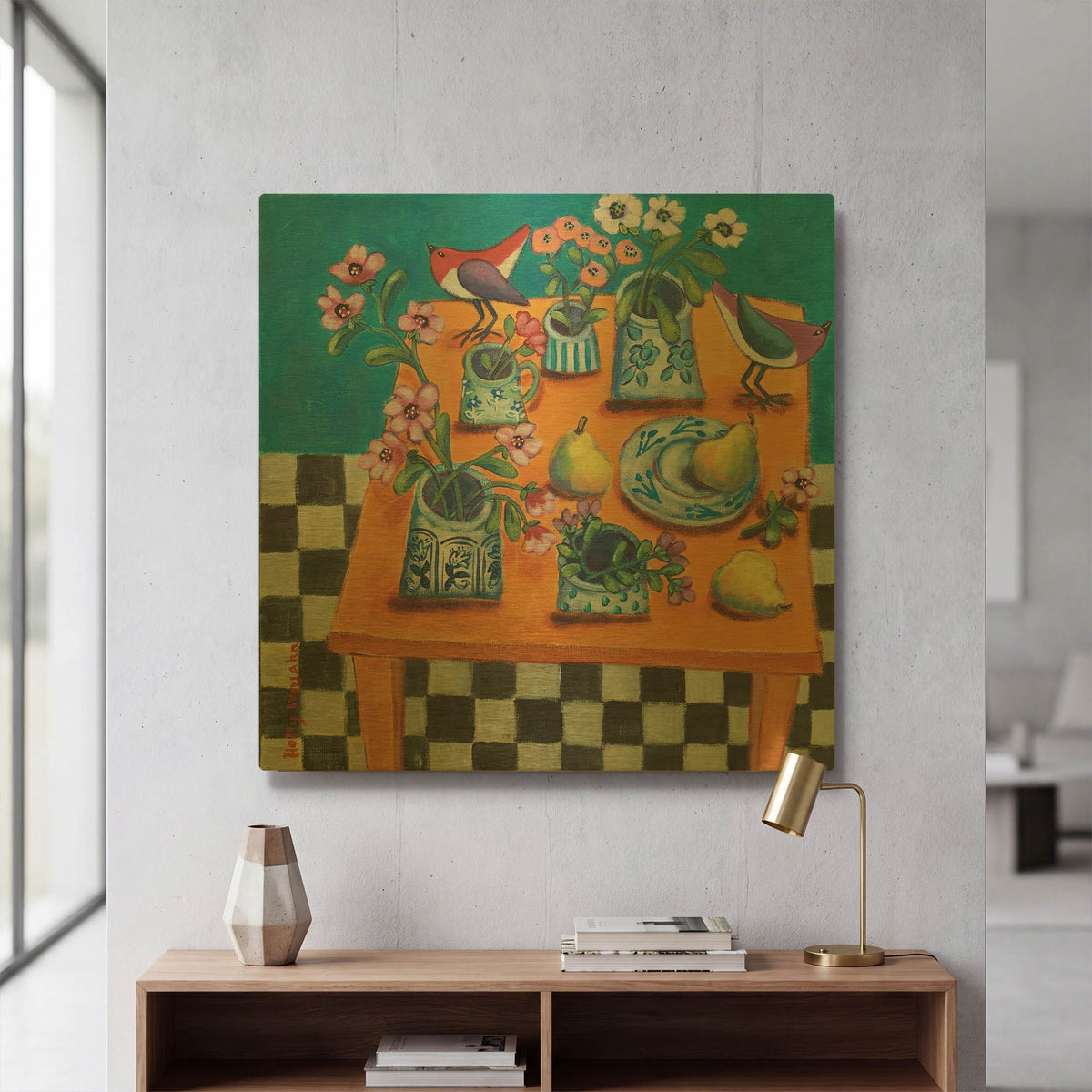 'This Table Has The Blues' By Holly Wojhan Gold Metal Wall Art