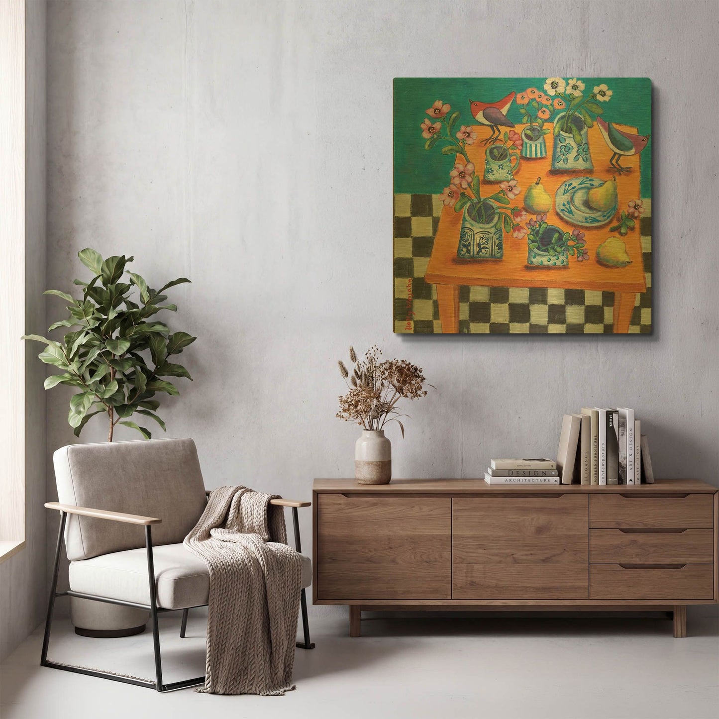 'This Table Has The Blues' By Holly Wojhan Gold Metal Wall Art