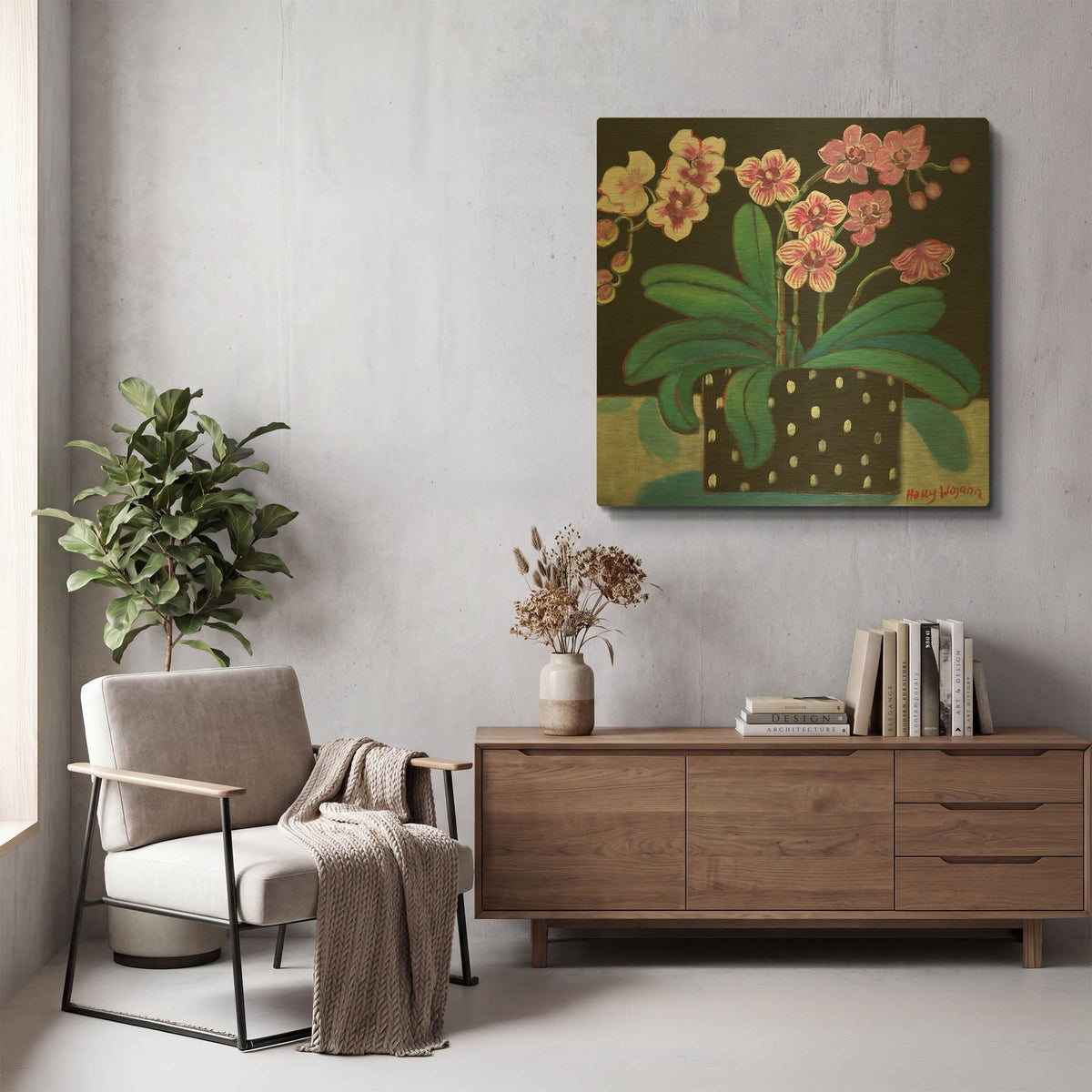 'Orchid For Terri' By Holly Wojhan Gold Metal Wall Art