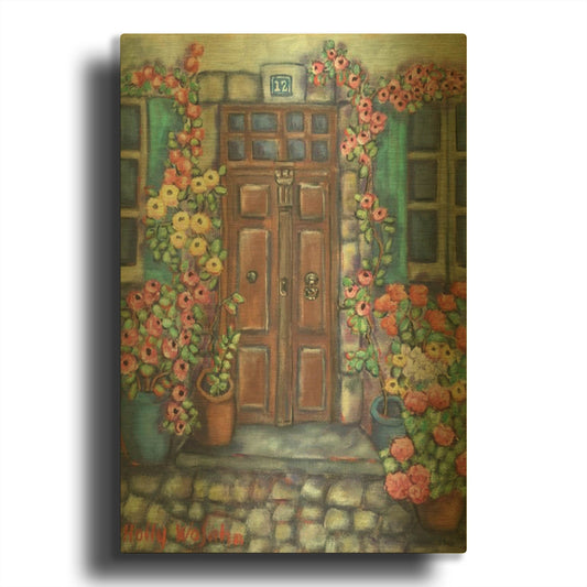 'Dorway in Provence' By Holly Wojhan Gold Metal Wall Art