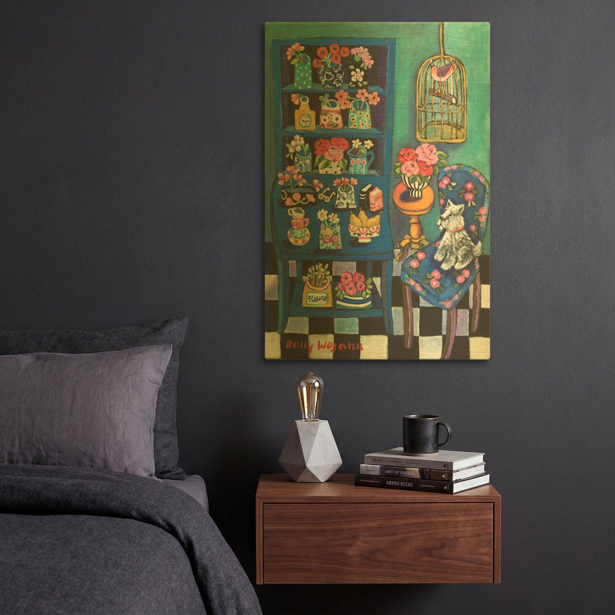 'Sitting With the Flowers' By Holly Wojhan Gold Metal Wall Art