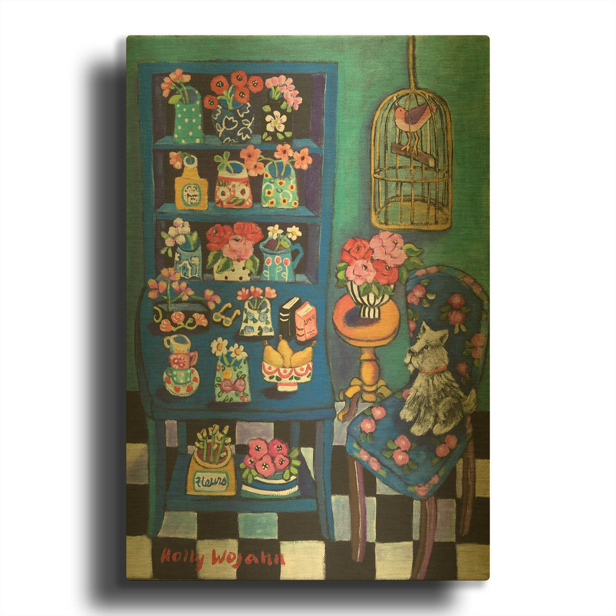 'Sitting With the Flowers' By Holly Wojhan Gold Metal Wall Art