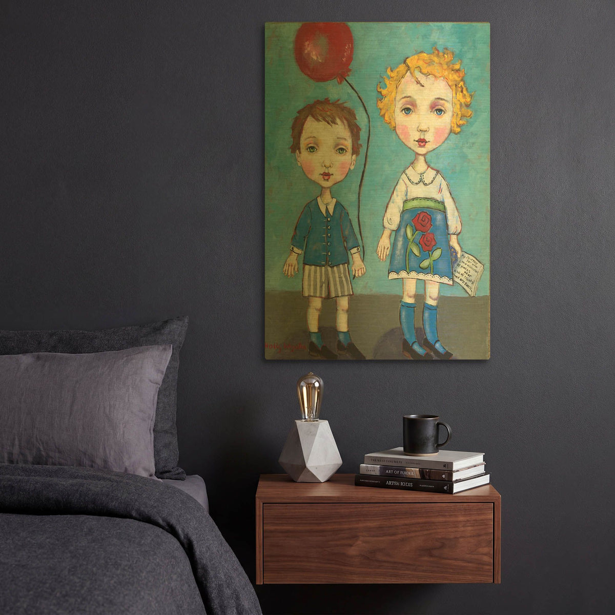 'The Red Balloon' By Holly Wojhan Gold Metal Wall Art