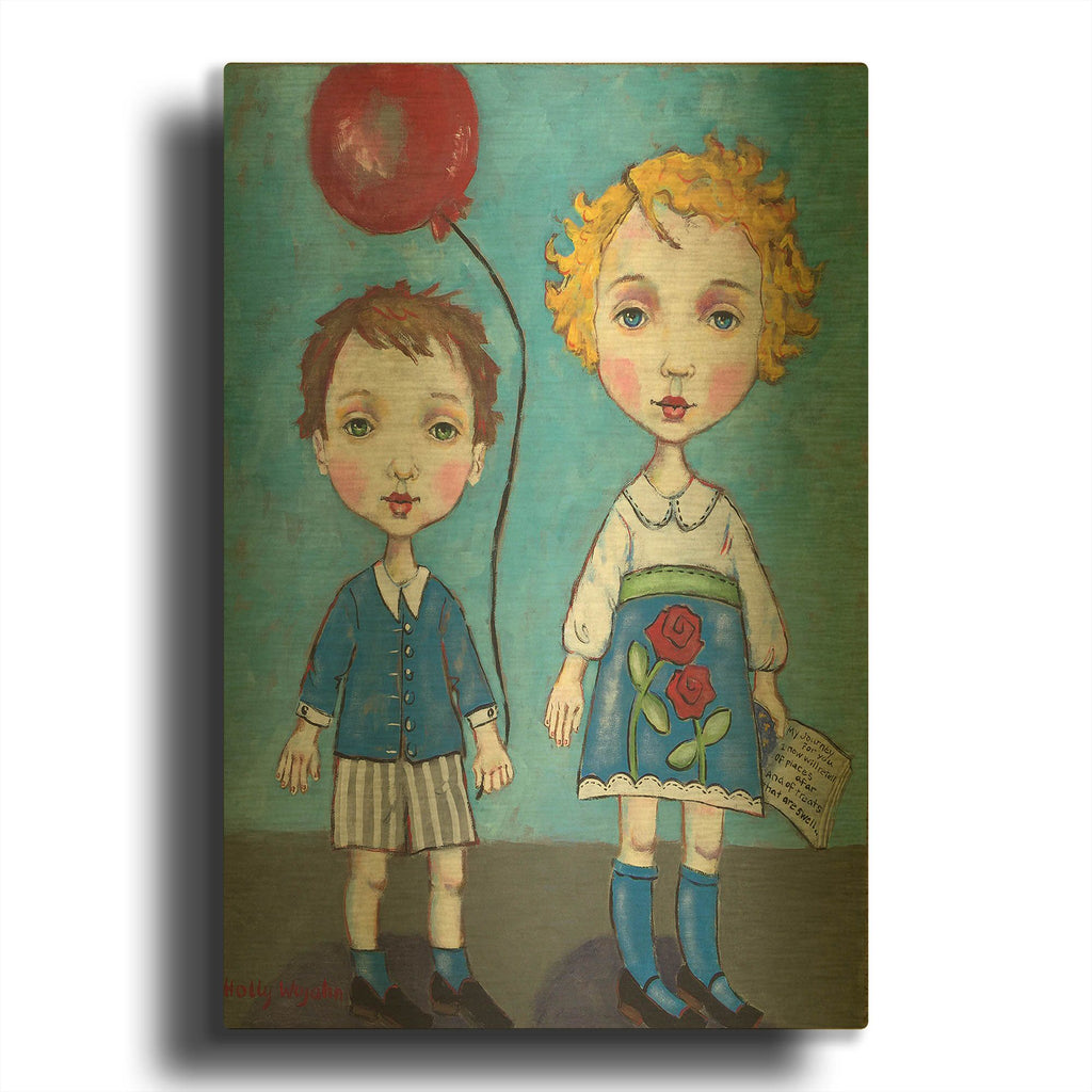 'The Red Balloon' By Holly Wojhan Gold Metal Wall Art