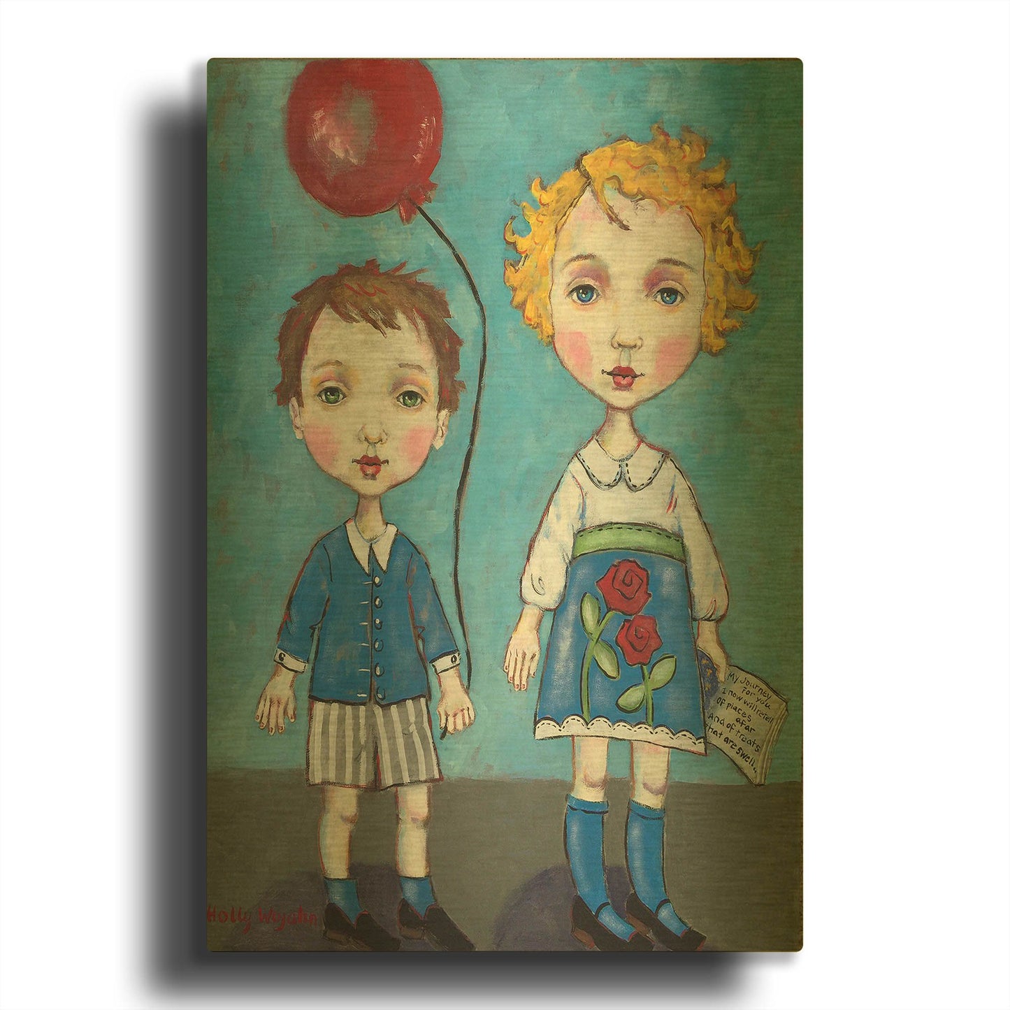 'The Red Balloon' By Holly Wojhan Gold Metal Wall Art