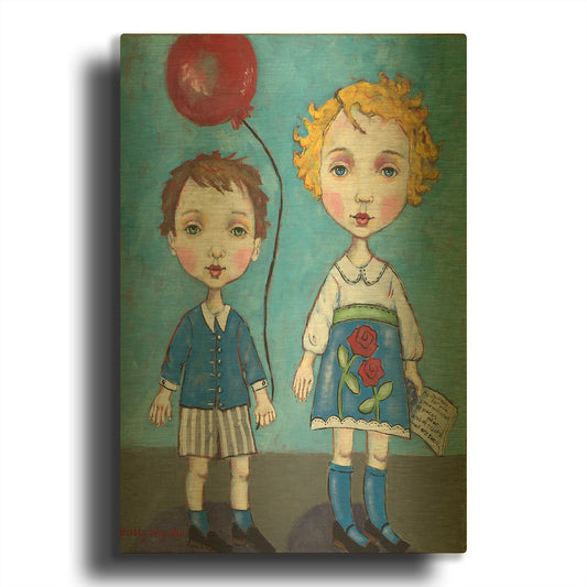 'The Red Balloon' By Holly Wojhan Gold Metal Wall Art