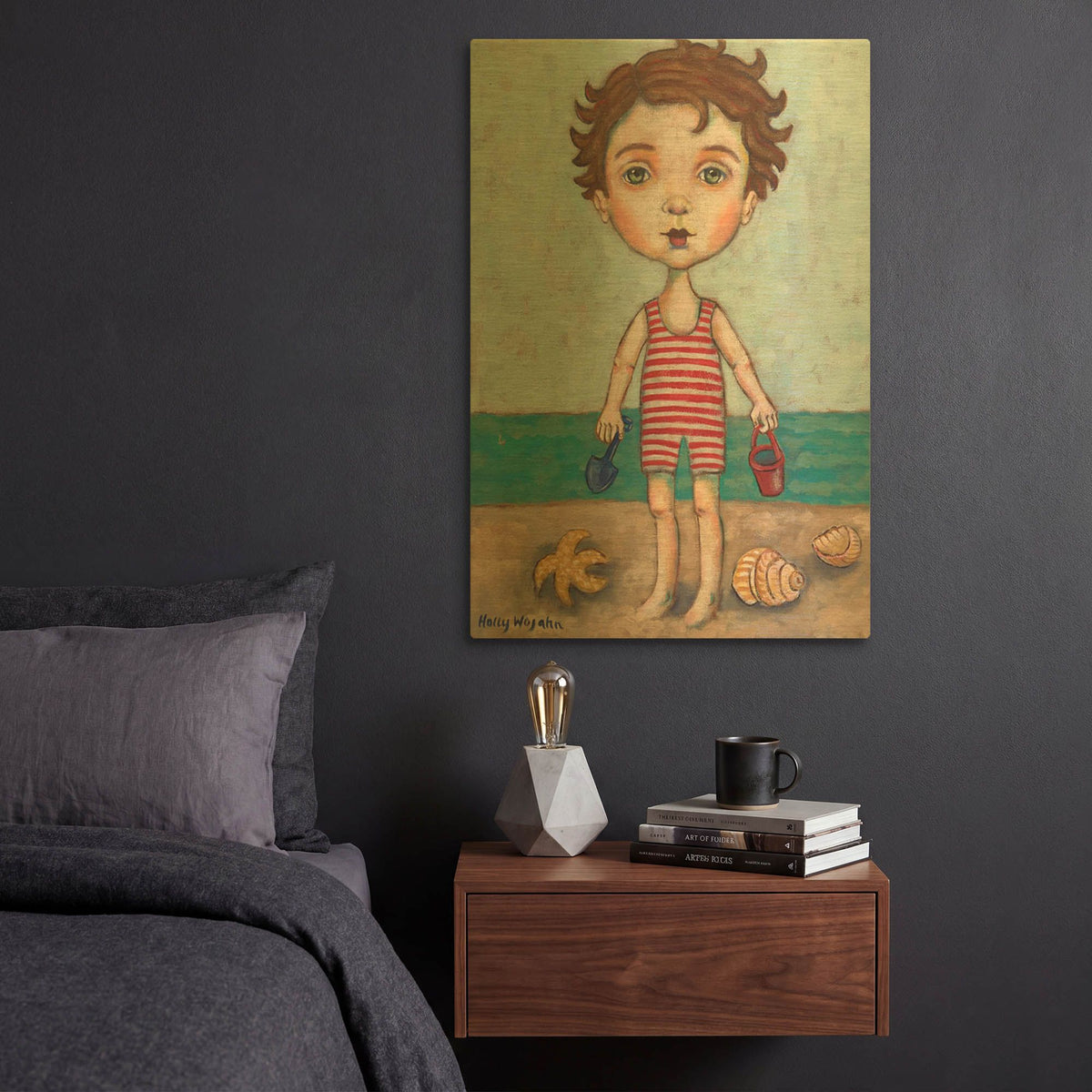'Beach Boy' By Holly Wojhan Gold Metal Wall Art