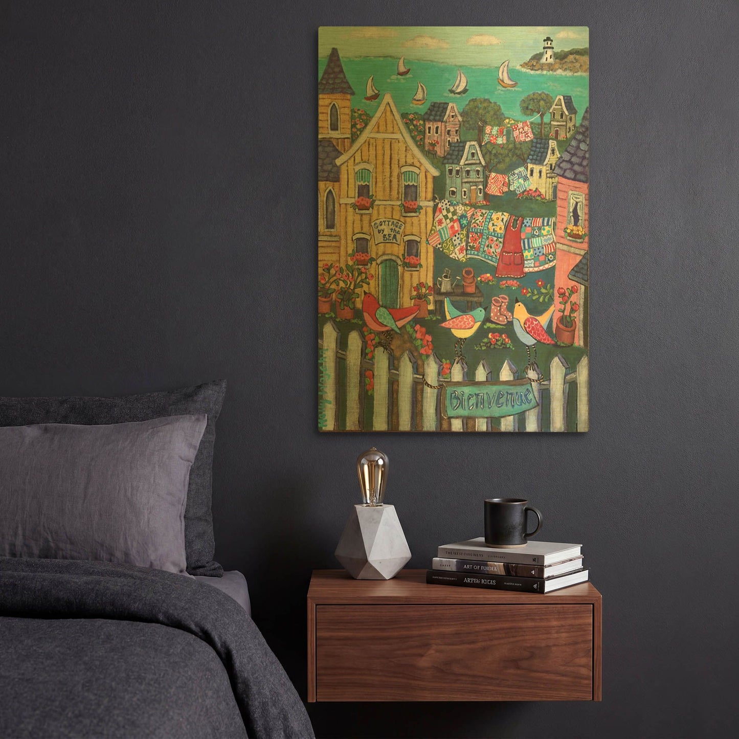 'Charming Cambria by the sea' By Holly Wojhan Gold Metal Wall Art