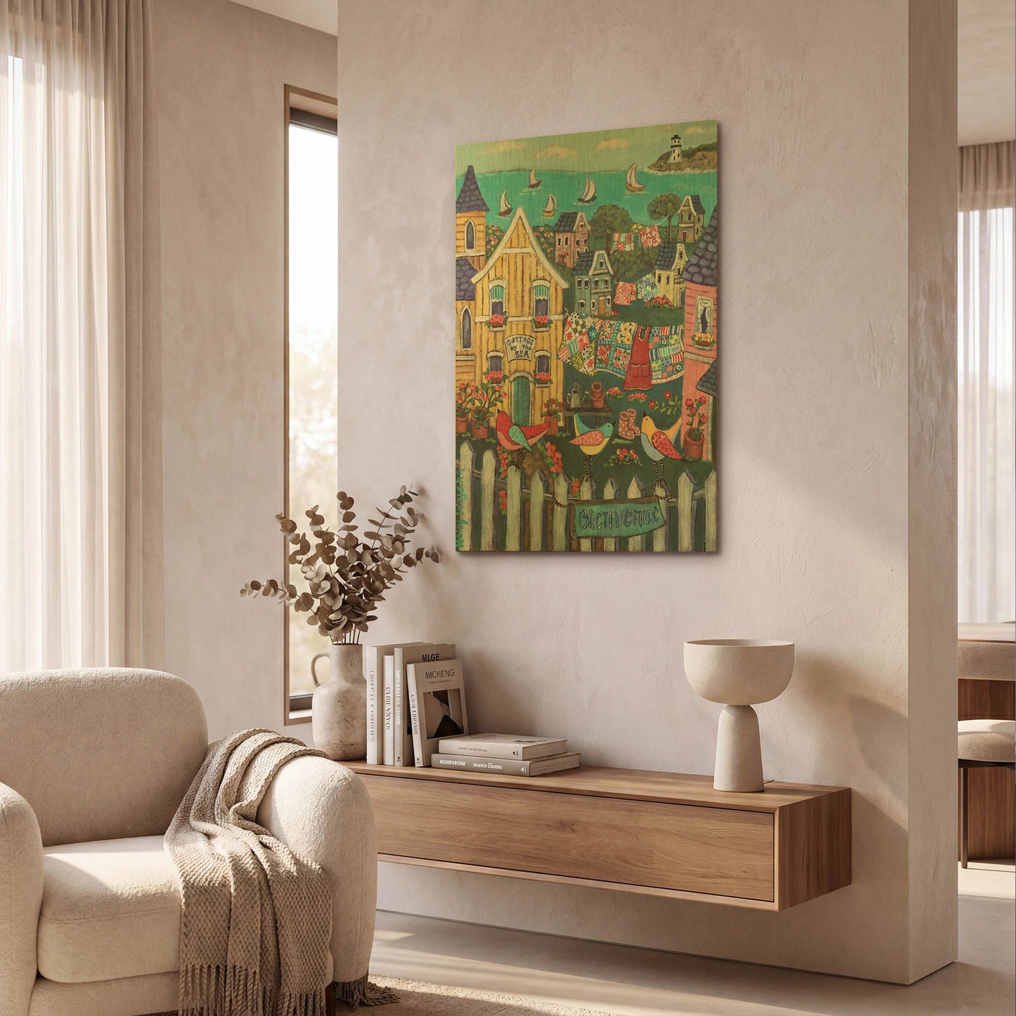 'Charming Cambria by the sea' By Holly Wojhan Gold Metal Wall Art