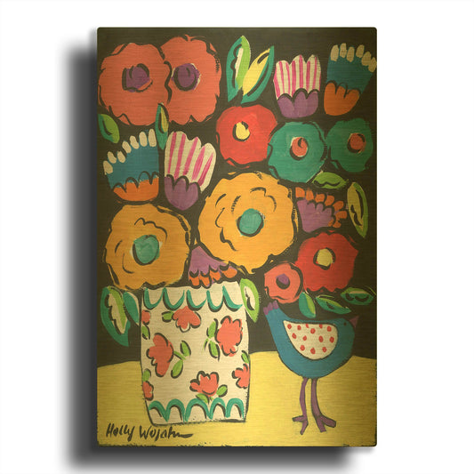'Wild Flowers' By Holly Wojhan Gold Metal Wall Art