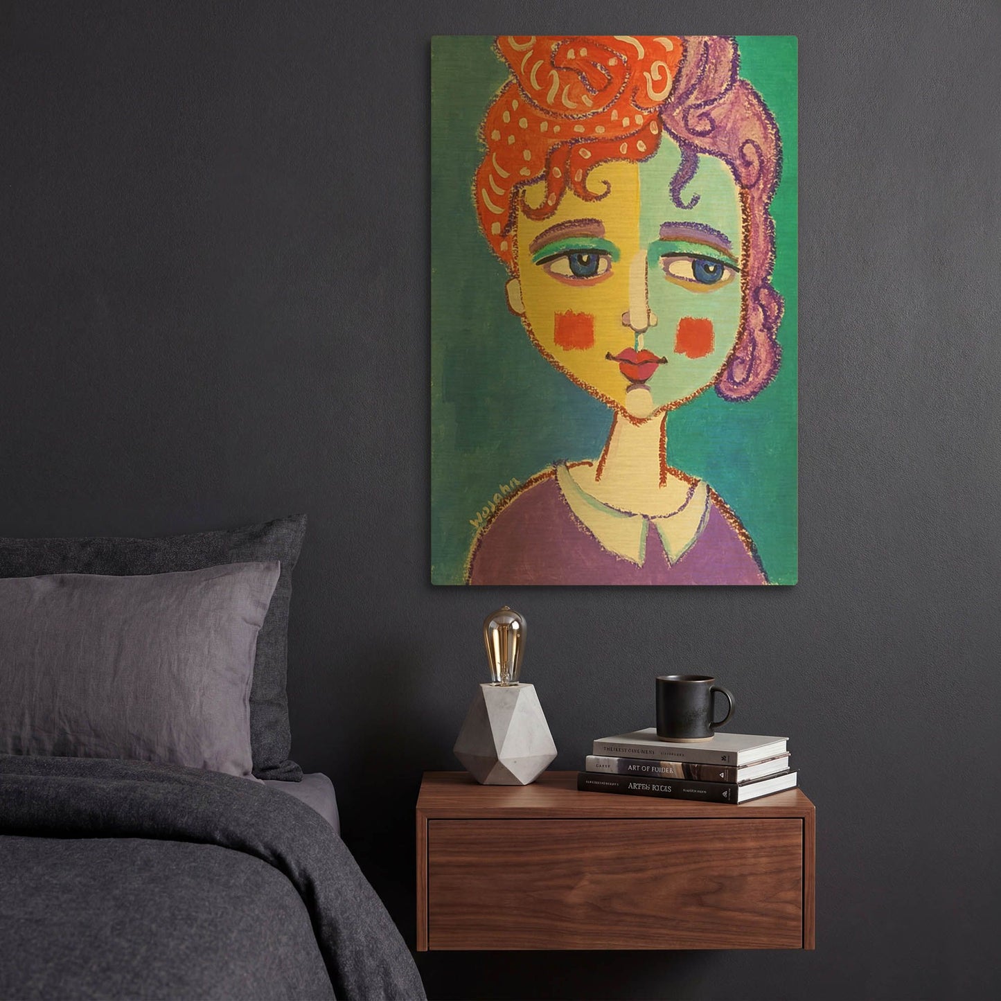 'Violet Haired' By Holly Wojhan Gold Metal Wall Art