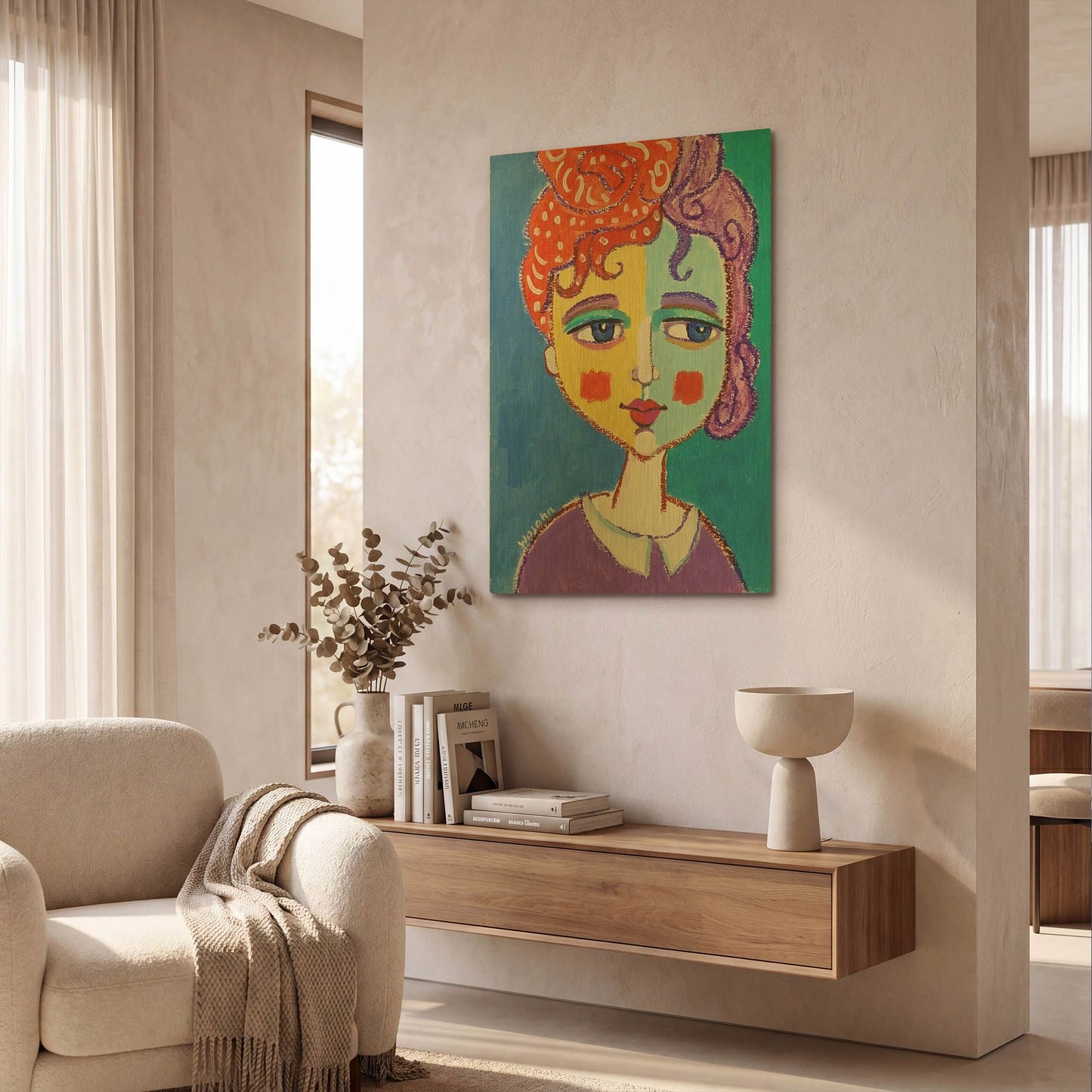 'Violet Haired' By Holly Wojhan Gold Metal Wall Art