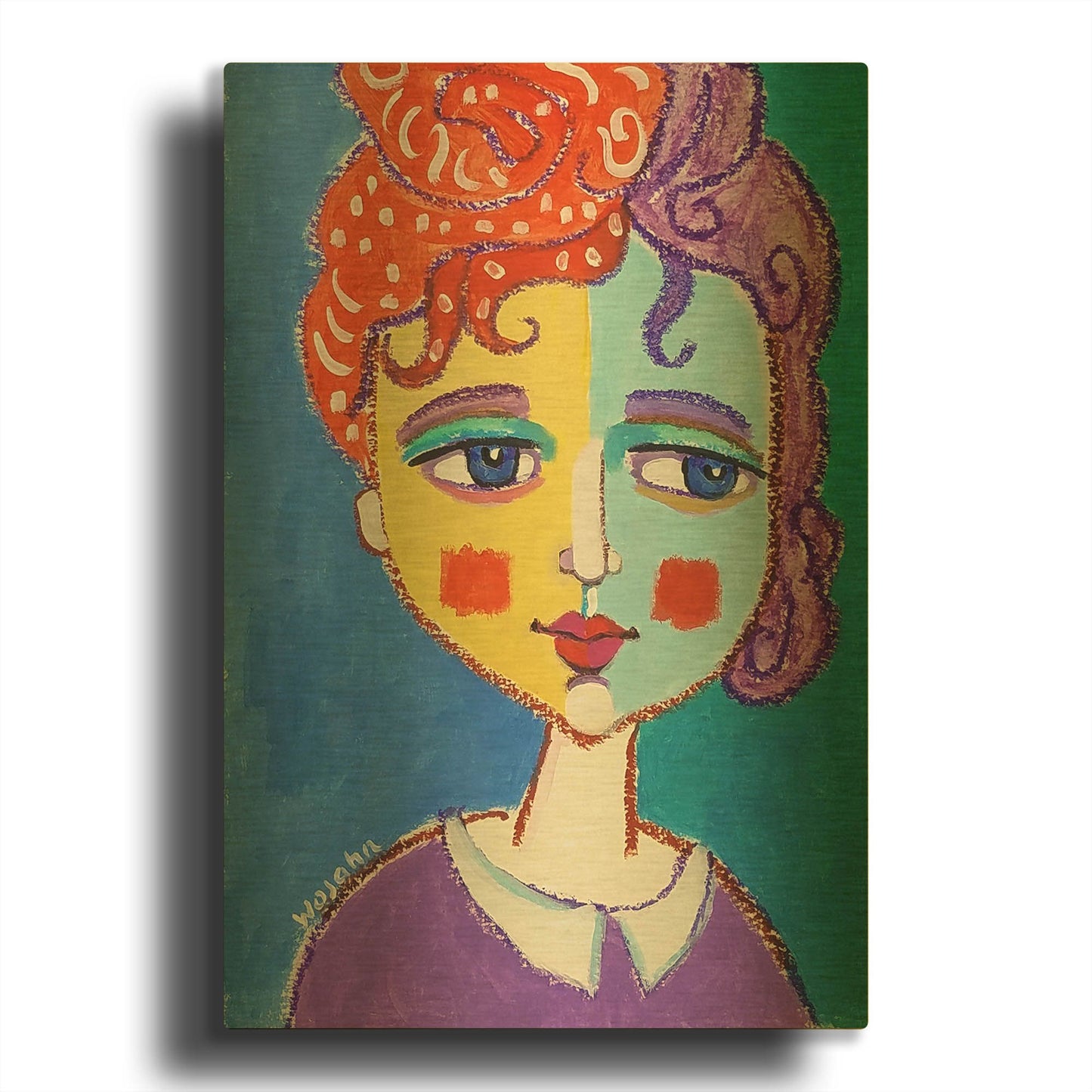 'Violet Haired' By Holly Wojhan Gold Metal Wall Art