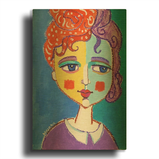 'Violet Haired' By Holly Wojhan Gold Metal Wall Art