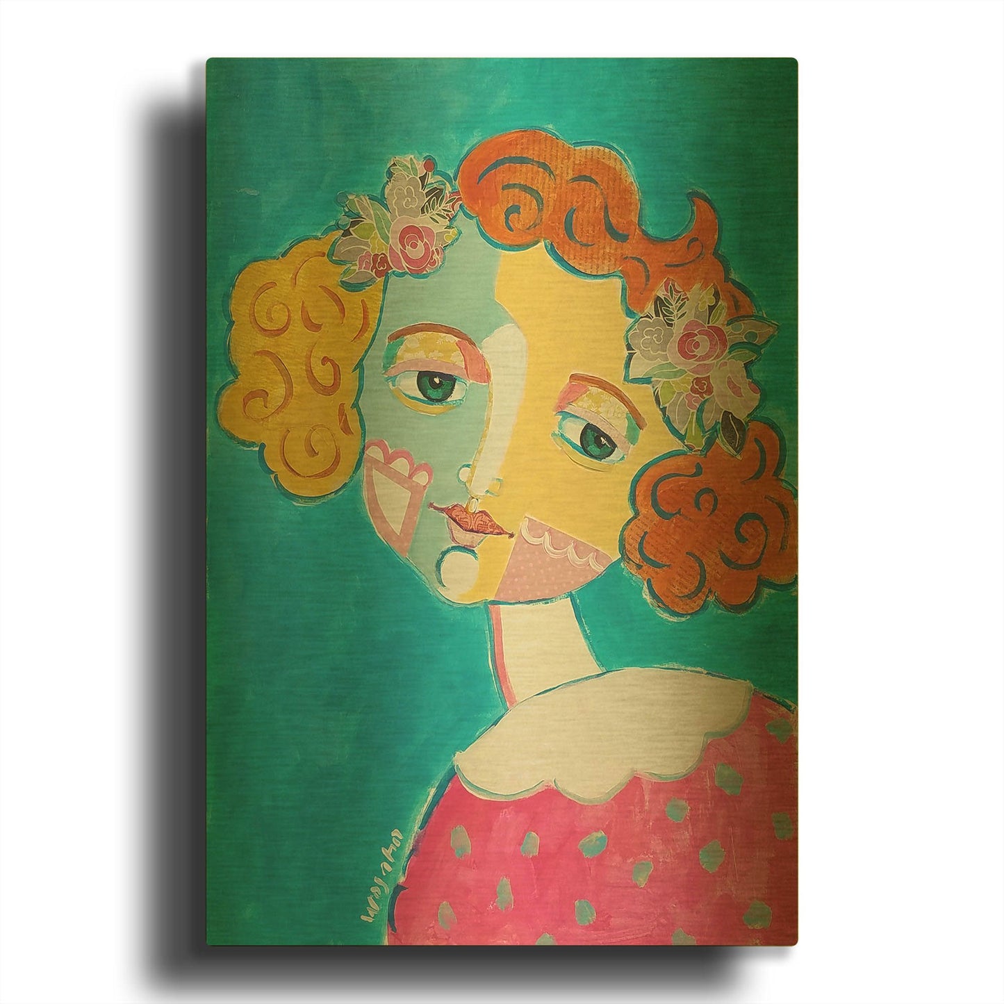 'Flower Head' By Holly Wojhan Gold Metal Wall Art