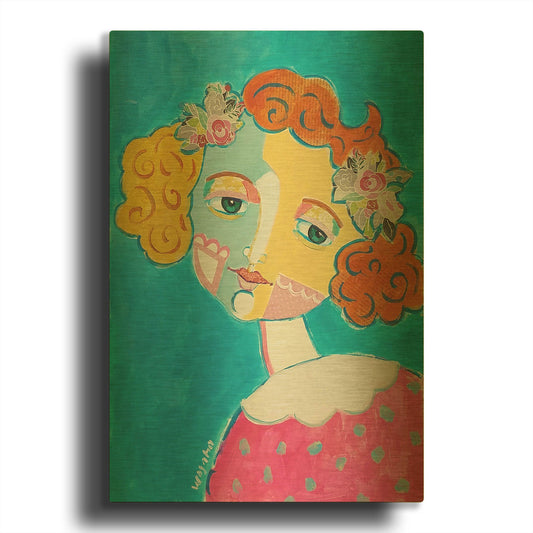 'Flower Head' By Holly Wojhan Gold Metal Wall Art