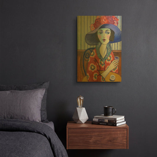 'Woman in Red' By Holly Wojhan Gold Metal Wall Art