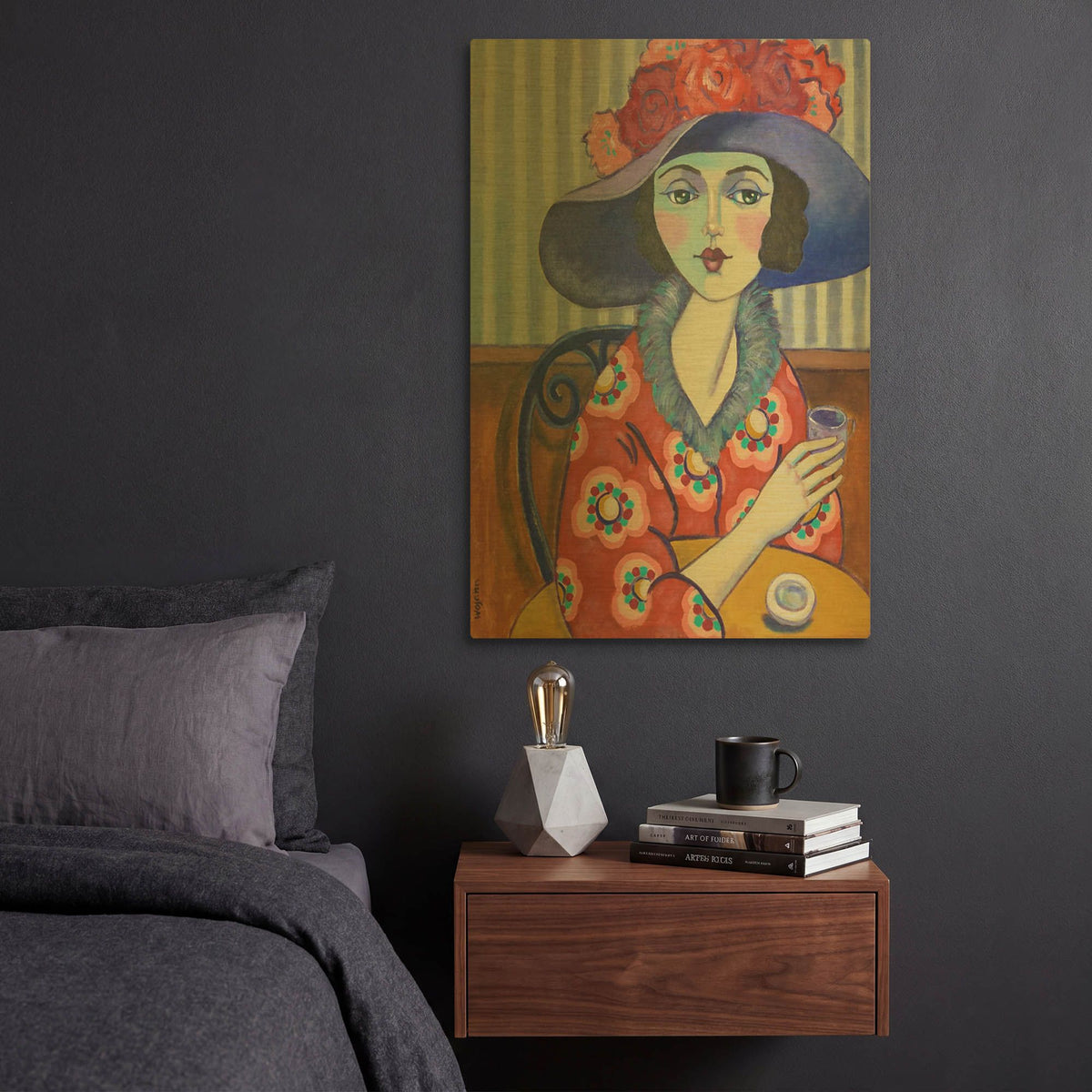 'Woman in Red' By Holly Wojhan Gold Metal Wall Art