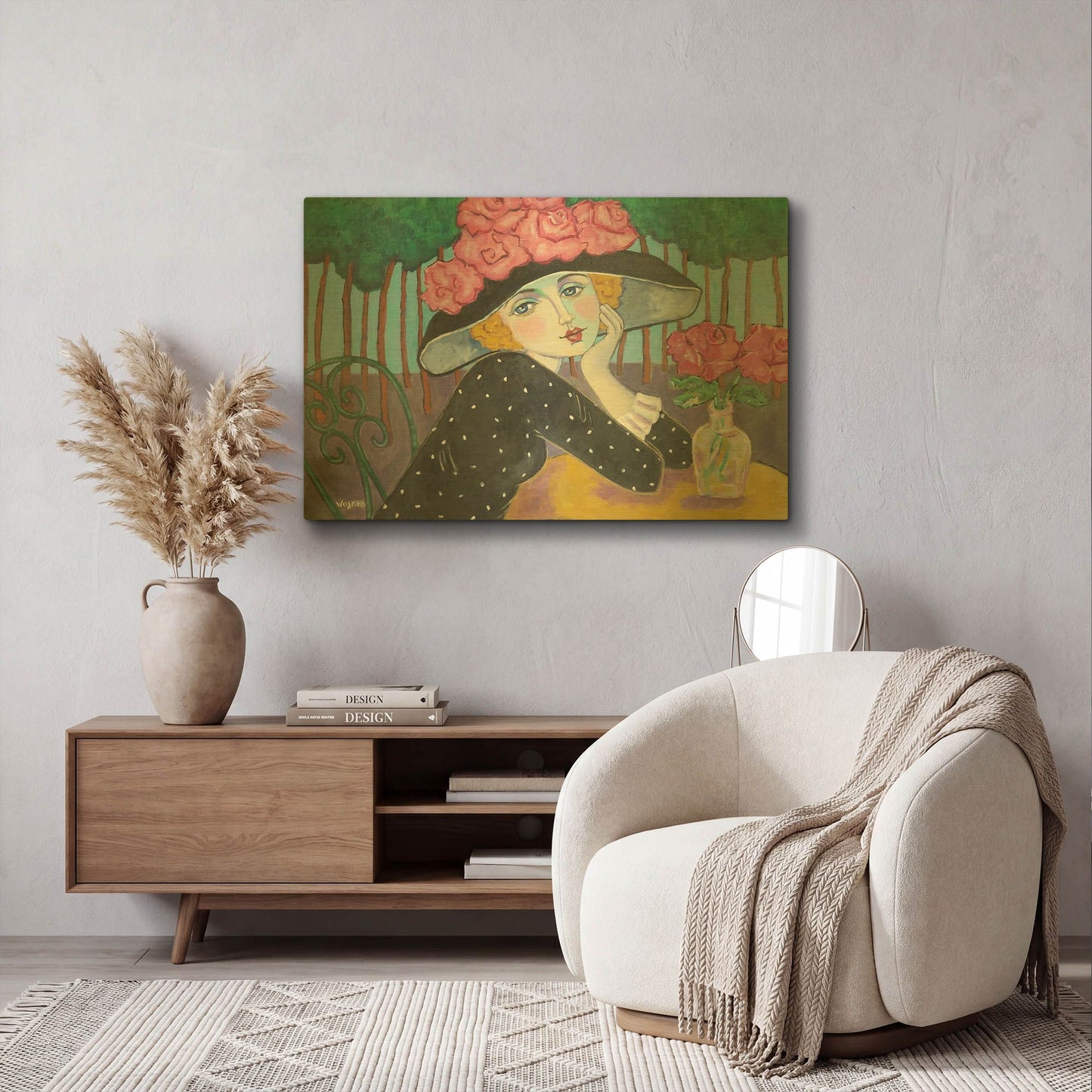 'Cafe Sous les Arbes' By Holly Wojhan Gold Metal Wall Art