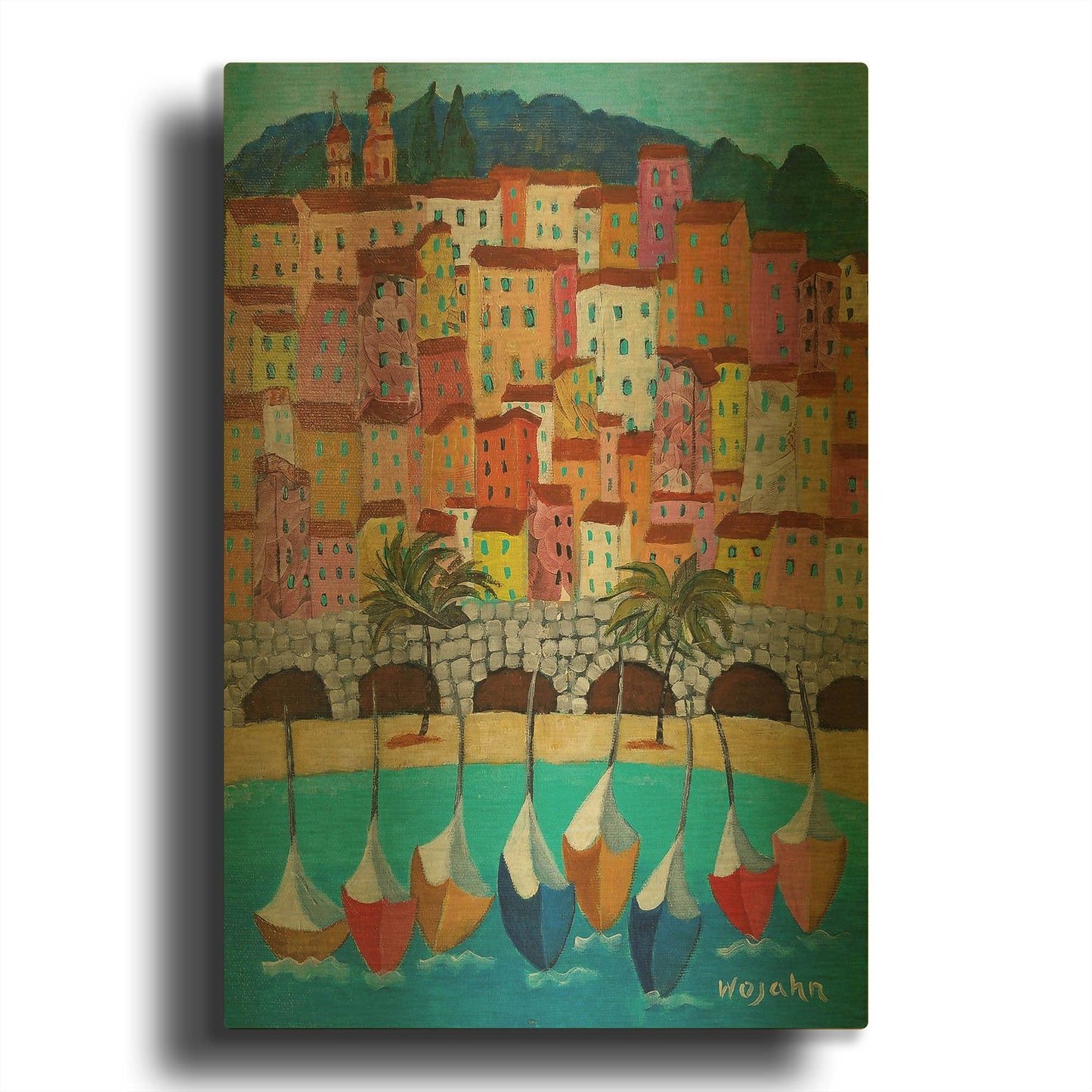 'Vieux Menton' By Holly Wojhan Gold Metal Wall Art