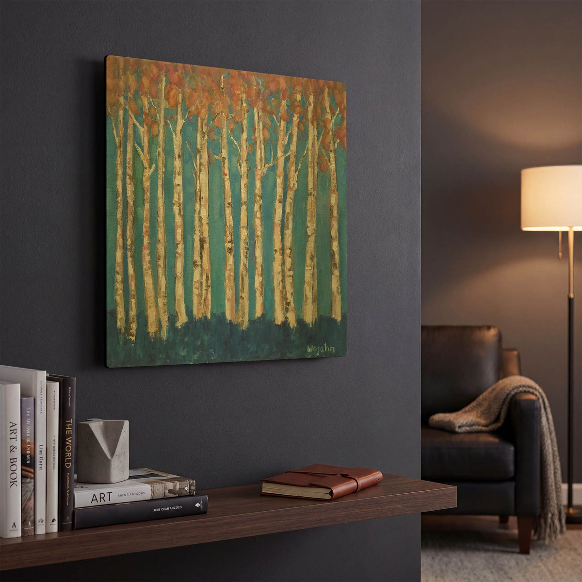 'Trees Pink' By Holly Wojhan Gold Metal Wall Art