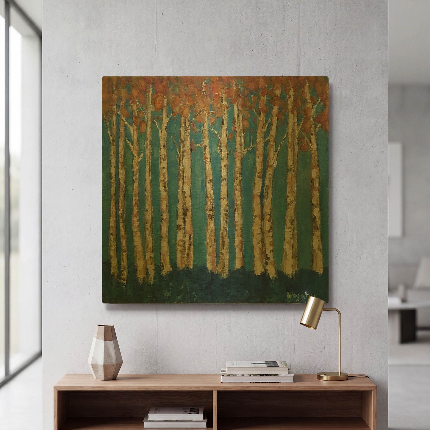 'Trees Pink' By Holly Wojhan Gold Metal Wall Art