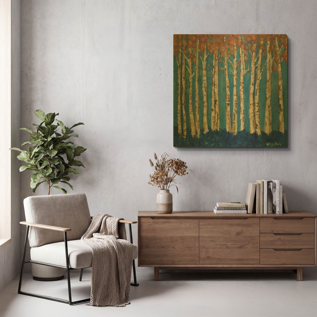 'Trees Pink' By Holly Wojhan Gold Metal Wall Art
