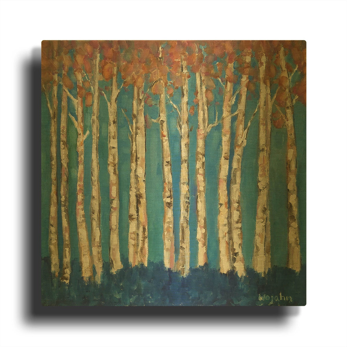 'Trees Pink' By Holly Wojhan Gold Metal Wall Art