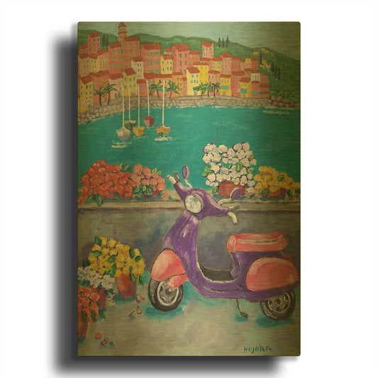 'Vroom with a View' By Holly Wojhan Gold Metal Wall Art