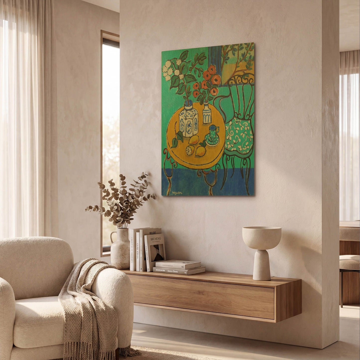 'Tablescape #1' By Holly Wojhan Gold Metal Wall Art