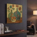 'Danish Modern Flowers' By Holly Wojhan Gold Metal Wall Art