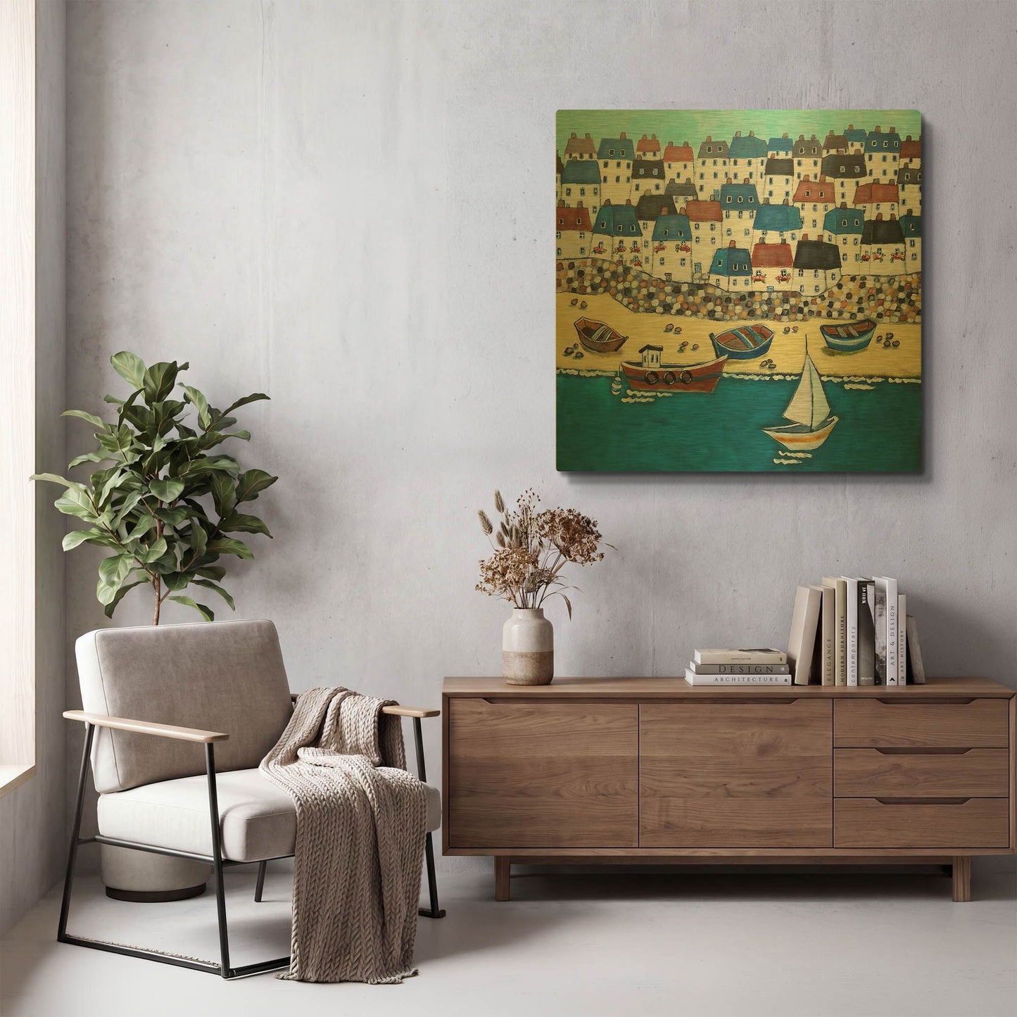 'Cornwall Calling' By Holly Wojhan Gold Metal Wall Art