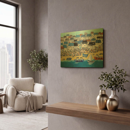 'Cornwall Calling Again' By Holly Wojhan Gold Metal Wall Art