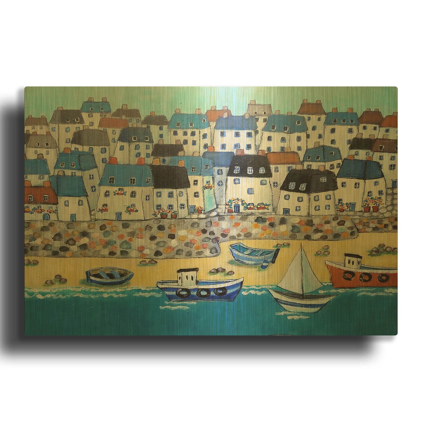 'Cornwall Calling Again' By Holly Wojhan Gold Metal Wall Art