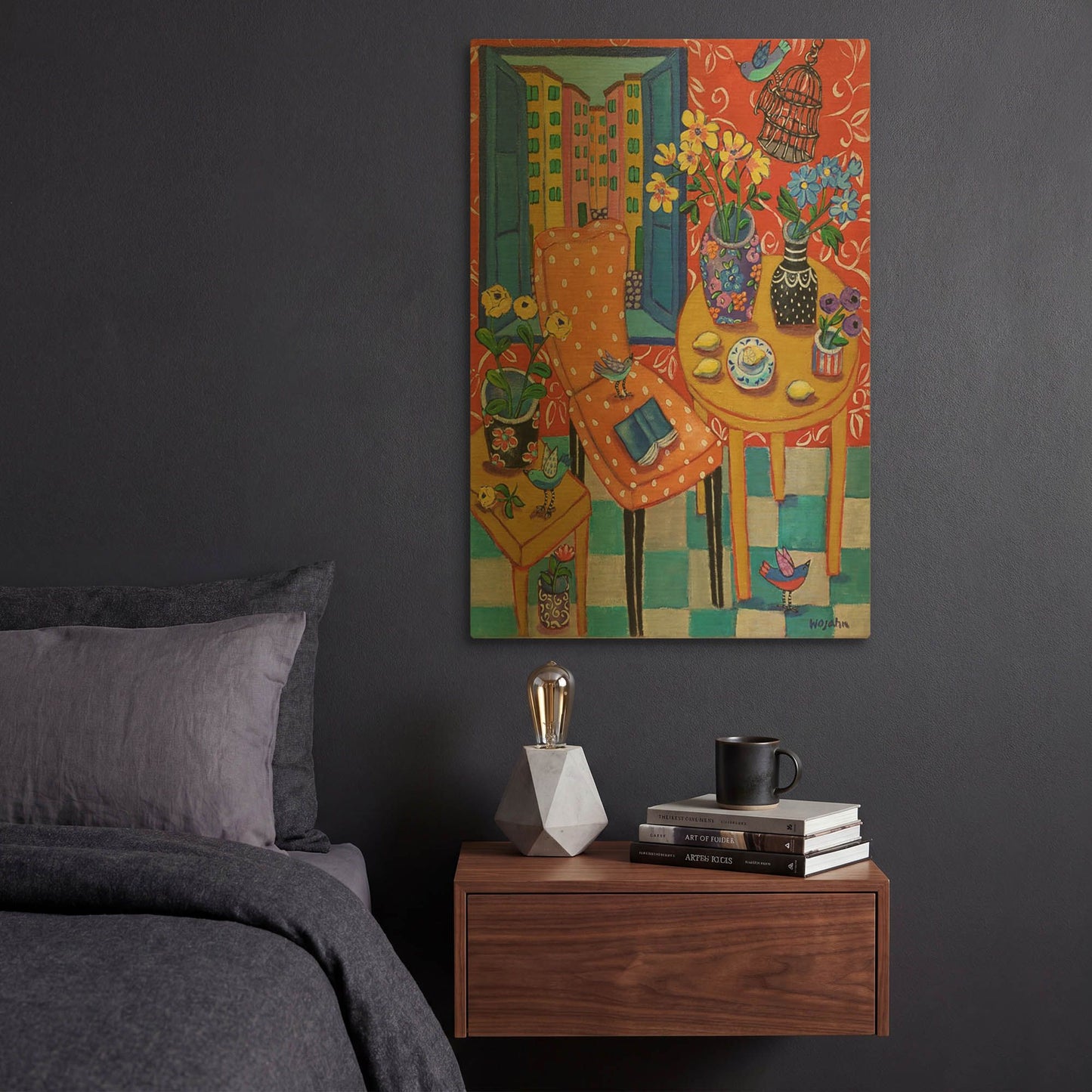 'Happy Interior-Menton' By Holly Wojhan Gold Metal Wall Art