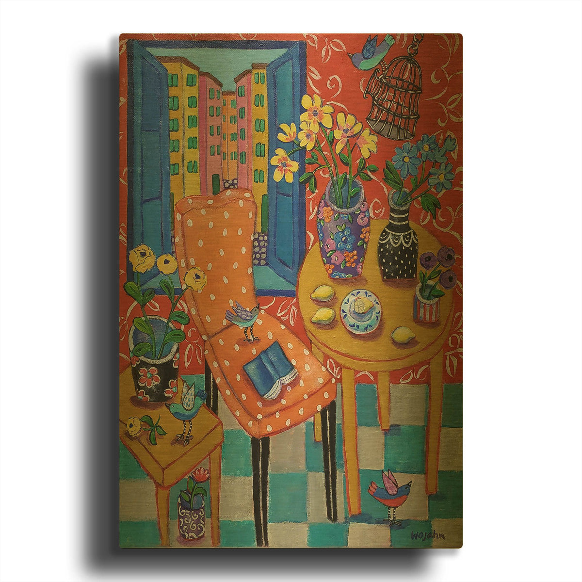 'Happy Interior-Menton' By Holly Wojhan Gold Metal Wall Art