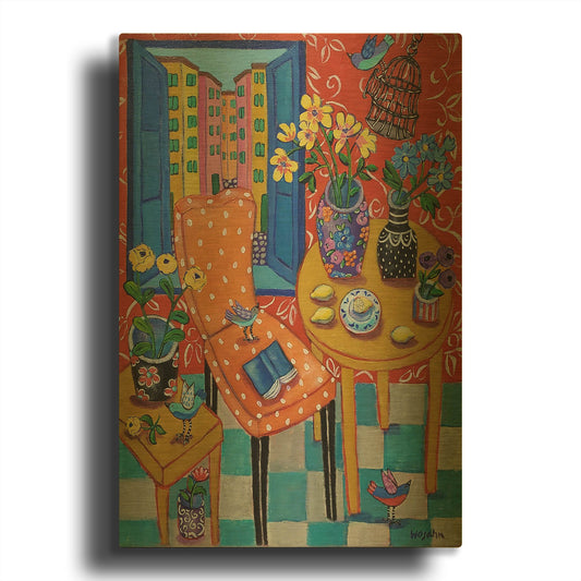 'Happy Interior-Menton' By Holly Wojhan Gold Metal Wall Art
