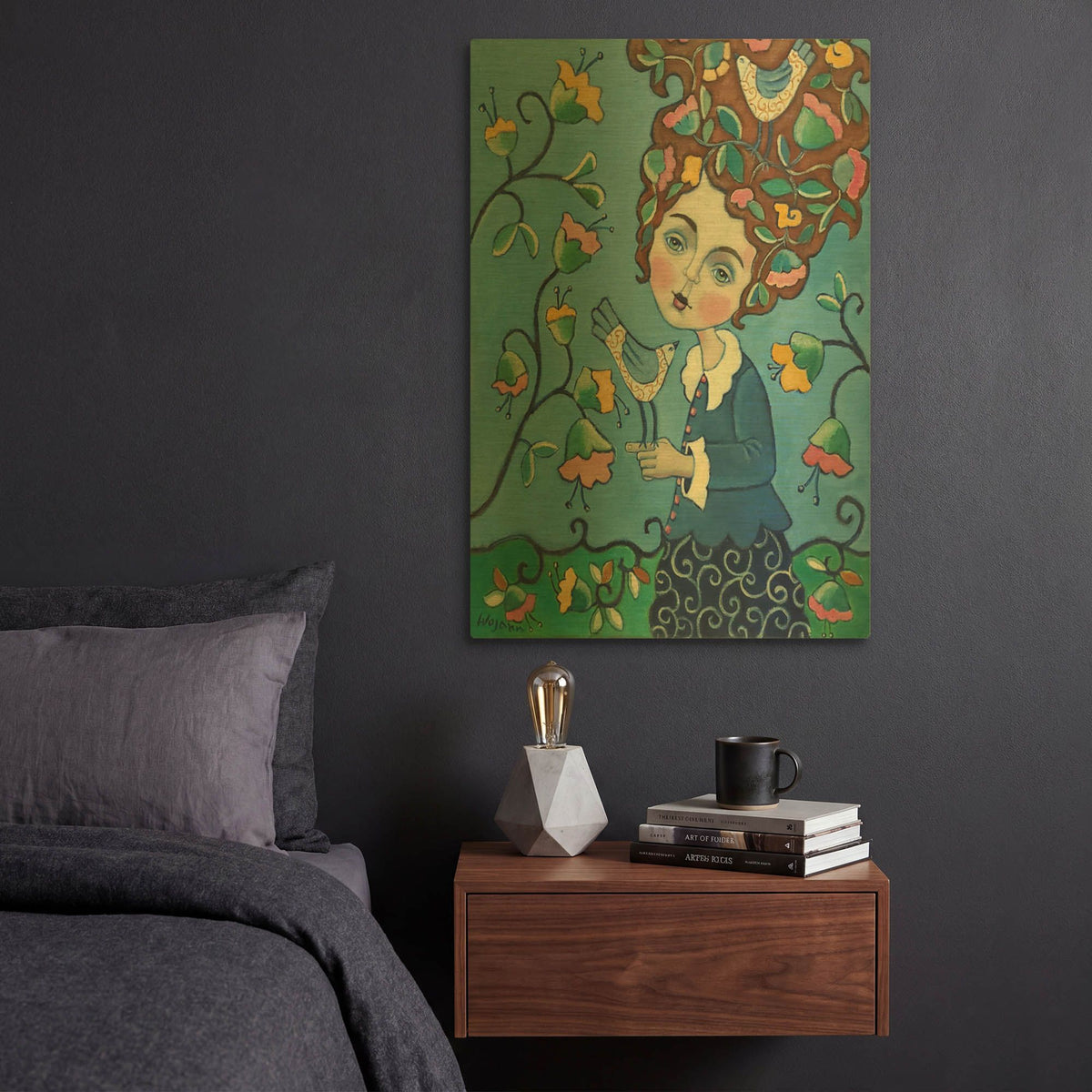 'Flower Hair' By Holly Wojhan Gold Metal Wall Art