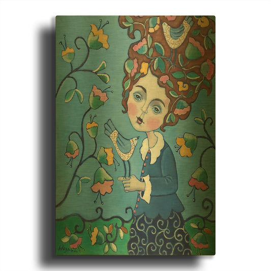 'Flower Hair' By Holly Wojhan Gold Metal Wall Art
