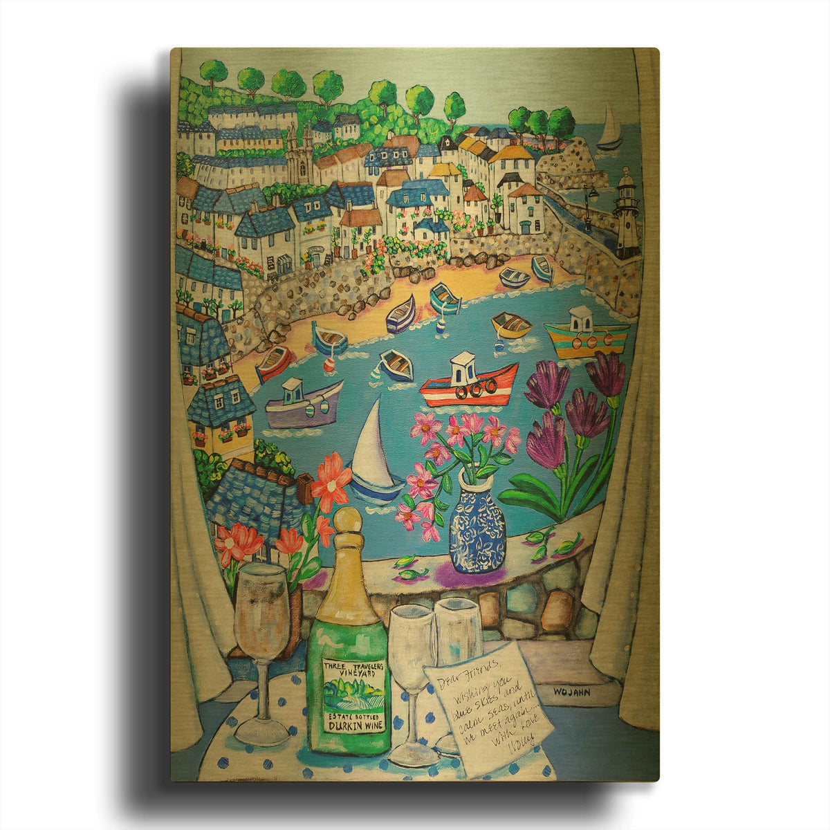 'The Three Travelers St Ives' By Holly Wojhan Gold Metal Wall Art