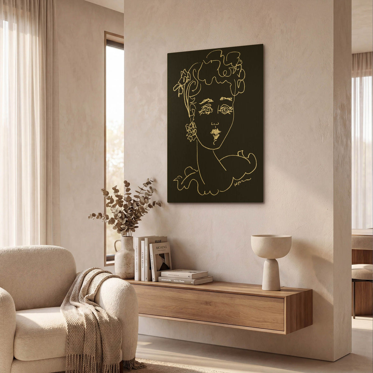 'Face Noir' By Holly Wojhan Gold Metal Wall Art