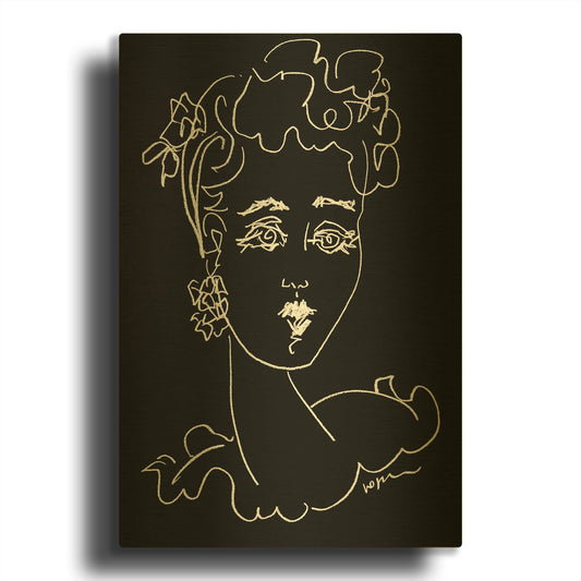 'Face Noir' By Holly Wojhan Gold Metal Wall Art