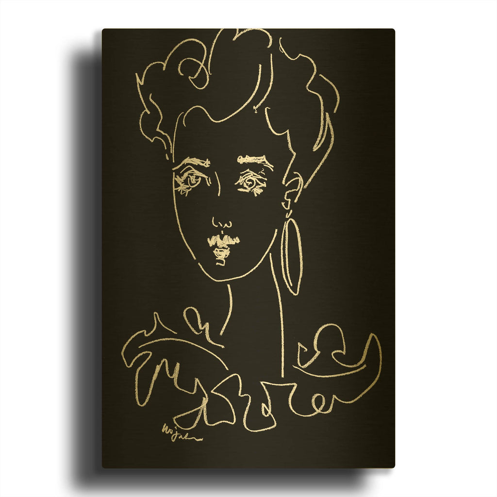 'Another Face Noir' By Holly Wojhan Gold Metal Wall Art