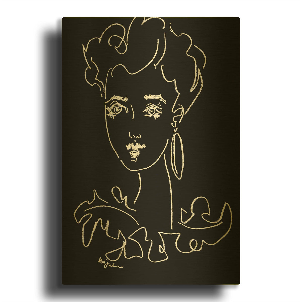 'Another Face Noir' By Holly Wojhan Gold Metal Wall Art